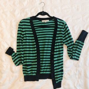 Loft Greek and black striped cardigan